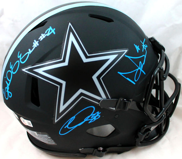 Lamb/Prescott/Elliott Signed Dallas Cowboys F/S Eclipse Speed Authentic Helmet-Fanatics/BAW Hologram Image 1