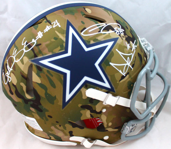 Lamb/Prescott/Elliott Signed Dallas Cowboys F/S Camo Speed Authentic Helmet-Fanatics/BAW Hologram Image 1