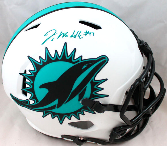 Jaylen Waddle Autographed Miami Dolphins F/S Lunar Speed Replica Helmet-Fanatics*Teal Image 1