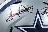 Drew Pearson/Roger Staubach/Tony Dorsett Signed Cowboys F/S Speed Helmet-Beckett W Hologram *Black Image 3