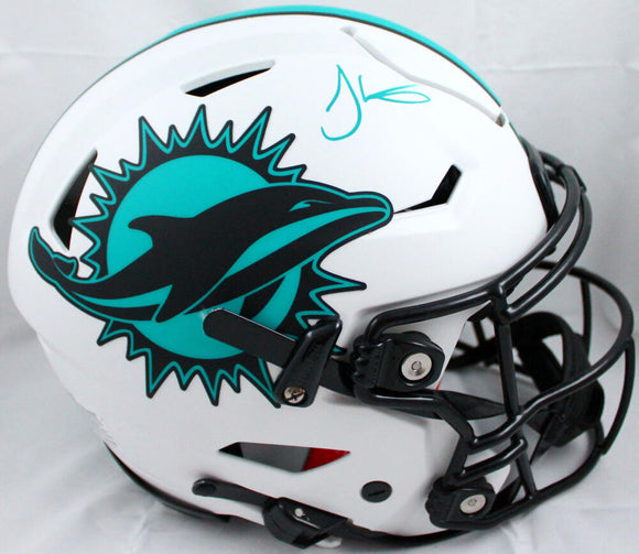 Tyreek Hill Autographed Miami Dolphins Lunar SpeedFlex F/S Authentic Helmet-Beckett W Hologram *Teal Image 1
