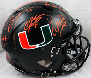 Sapp, Irvin, Johnson, Lewis, Gore Signed F/S Miami Hurricanes Black Speed Authentic Helmet-Beckett W Hologram/JSA W *Orange Image 1