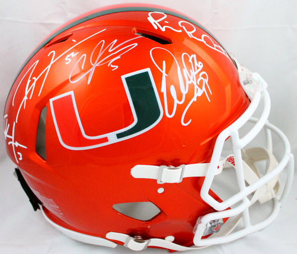 Sapp, Irvin, Johnson, Lewis, Gore Signed F/S Miami Hurricanes Flash Speed Authentic Helmet-Beckett W Hologram/JSA W   Image 1