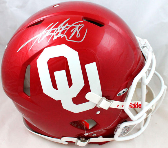 Adrian Peterson Autographed Oklahoma Sooners F/S Riddell Speed Authentic Helmet-Beckett W Hologram *Silver Image 1