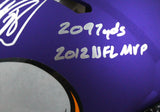 Adrian Peterson Autographed Vikings F/S Speed Authentic Helmet w/2 Insc.- Beckett W Hologram *Silver Image 3