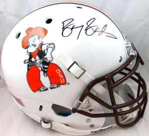 Barry Sanders Autographed Oklahoma State F/S White Schutt Authentic Helmet-Beckett W Hologram *Black Image 1