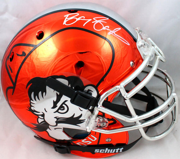 Barry Sanders Autographed Oklahoma State F/S Chrome Schutt Authentic Helmet-Beckett W Hologram *White Image 1