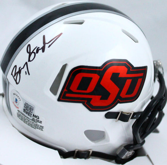 Barry Sanders Autographed OSU Cowboys Speed Mini Helmet-Beckett W Hologram *Black Image 1