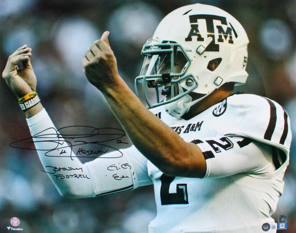 Johnny Manziel Autographed Texas A&M 16x20 Money Sign Photo w/3 Insc.-Beckett W Hologram *Black Image 1