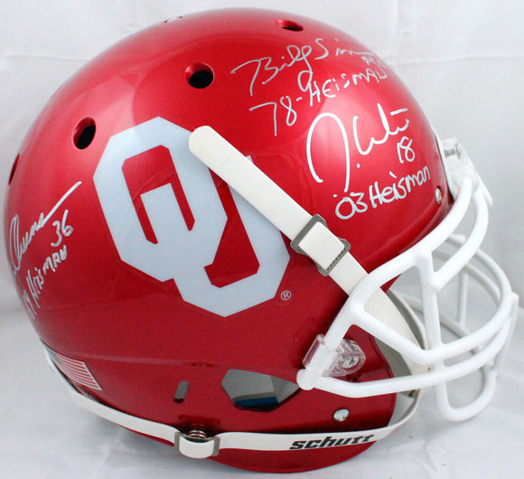 White Owens Sims Autographed OU F/S Schutt Authentic Helmet w/Insc - JSA W Auth Image 1