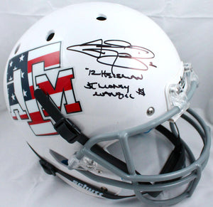 Johnny Manziel Autographed Texas A&M Schutt F/S Stars & Stripes Helmet w/2 Insc.-Beckett W Hologram *Black Image 1