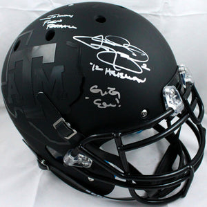 Johnny Manziel Autographed Texas A&M Schutt F/S Black Authentic Helmet w/3Insc.-Beckett W Hologram *Silver Image 1