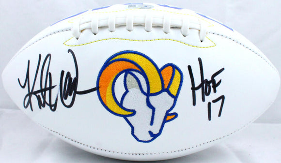 Kurt Warner Autographed St. Louis Rams Logo Football w/HOF-Beckett W Hologram *Black Image 1
