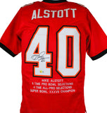Mike Alstott Autographed Red Pro STAT Style Jersey- Beckett W Hologram *Black Image 1