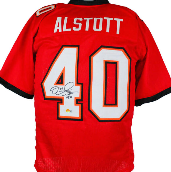 Mike Alstott Autographed Red Pro Style Jersey *across- Beckett W Hologram *Black Image 1