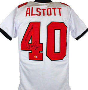 Mike Alstott Autographed White Pro Style Jersey w/SB Champs -Beckett W Hologram *Black Image 1