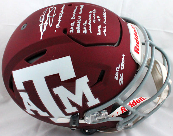 Johnny Manziel Autographed Texas A&M F/S SpeedFlex Helmet w/6Insc-BeckettW Hologram *Silver Image 1