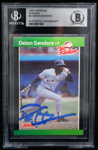 1989 Donruss Rookies #6 Deion Sanders Yankees Autograph Beckett Authenticated  Image 1