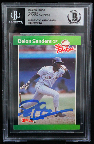 1989 Donruss Rookies #6 Deion Sanders Yankees Autograph Beckett Authen –  The Jersey Source