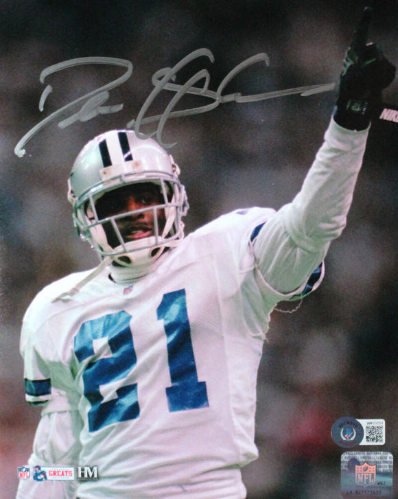 Deion Sanders Autographed Dallas Cowboys 8x10 Pointing HM Photo-Beckett W Hologram *Silver Image 1