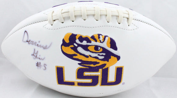 Derrius Guice Autographed LSU Tigers Logo Football- JSA Witness Auth Image 1