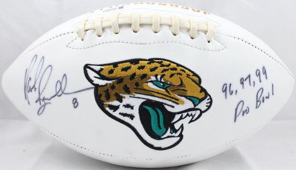 Mark Brunell Autographed Jacksonville Jaguars Logo Football w/Pro Bowl Years - Beckett Auth Image 1