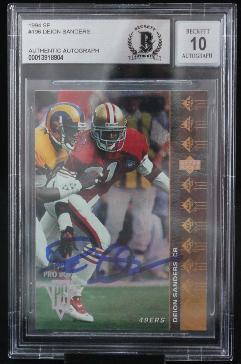 1994 SP #196 Deion Sanders San Francisco 49ers BAS Autograph 10 – The Jersey  Source