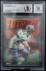 1997 Finest #90 Deion Sanders Dallas Cowboys BAS Autograph 10  Image 1