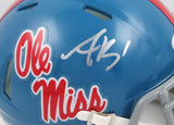 AJ Brown Autographed Ole Miss Speed Lt. Blue Mini Helmet-Beckett W Hologram *Silver Image 2