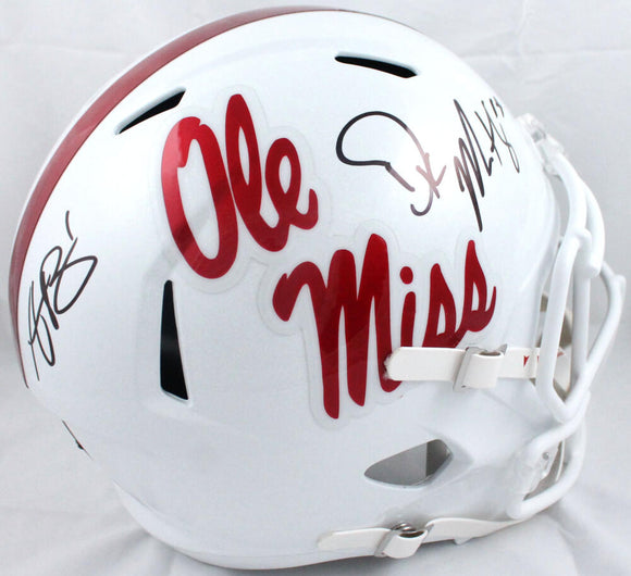 AJ Brown DK Metcalf Autographed Ole Miss Rebels F/S White Speed Helmet-Beckett W Hologram *Black Image 1