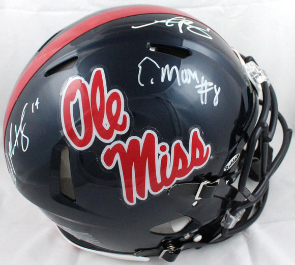 Brown Moore Metcalf Autographed Ole Miss Rebels F/S Speed Authentic Helmet-Beckett W Hologram *White Image 1