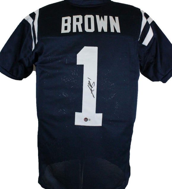 A.J. Brown Autographed Blue College Style Jersey-Beckett W Hologram  Image 1