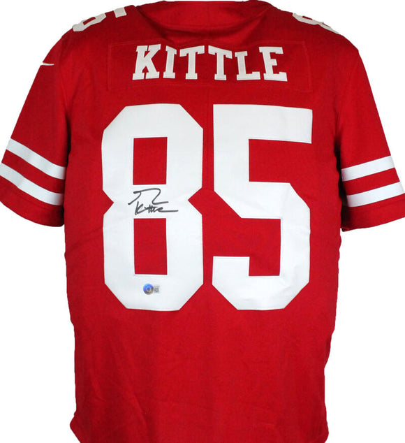 George Kittle Signed San Francisco 49ers Red Nike 75th Anniversary Vapor Limited Jersey-Beckett W Hologram  Image 1