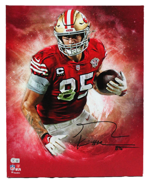 George Kittle Autographed San Francisco 49ers 16x20 PF Catch White Jersey  Photo - Beckett W Auth *White