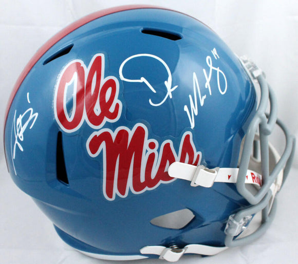 AJ Brown DK Metcalf Autographed Ole Miss Rebels F/S Speed Helmet-Beckett W Hologram *White Image 1