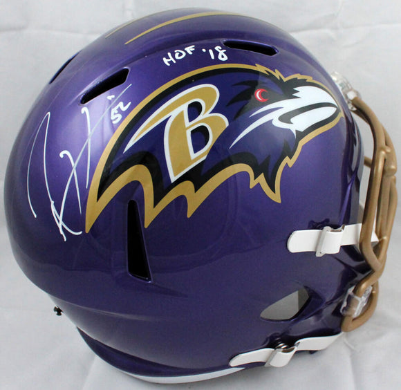 Ray Lewis Autographed Baltimore Ravens F/S Flash Speed Helmet w/HOF-Beckett W Hologram *White Image 1