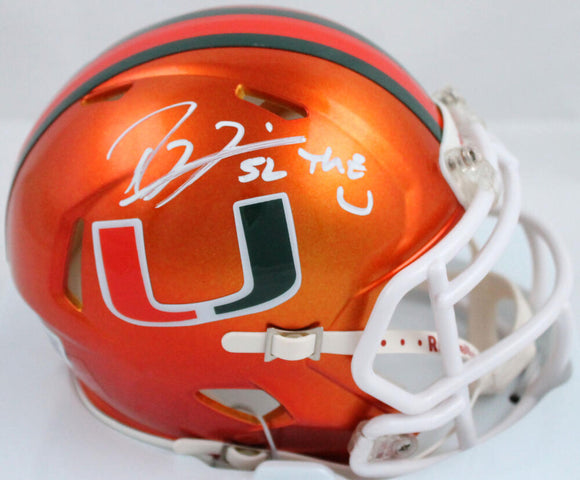 Ray Lewis Autographed Miami Hurricanes Flash Speed Mini Helmet w/The U-Beckett W Hologram *White Image 1