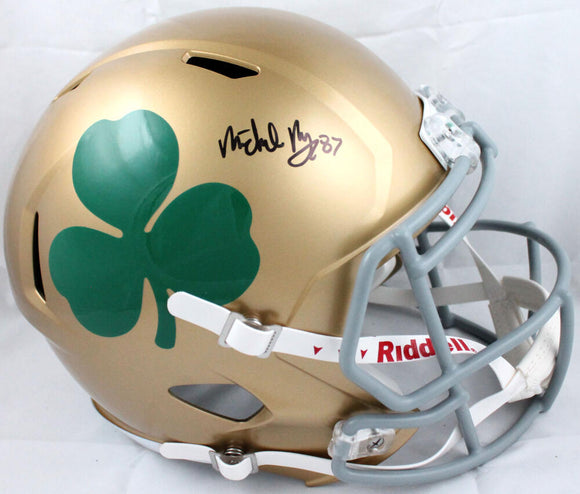 Michael Mayer Autographed Notre Dame F/S Shamrock Speed Helmet-Beckett W Hologram *Black Image 1