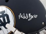 Michael Mayer Signed F/S Notre Dame Matte Navy Schutt Helmet-Beckett W Hologram *Silver Image 2