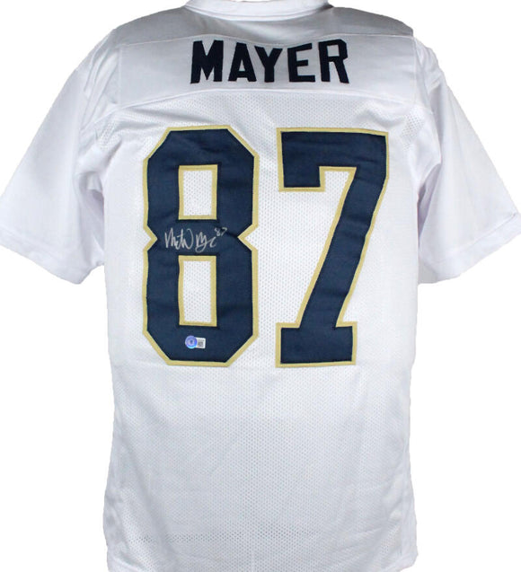 Michael Mayer Autographed White College Style Jersey-Beckett W Hologram *Silver Image 1
