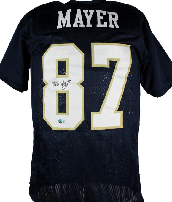 Michael Mayer Autographed Blue College Style Jersey-Beckett W Hologram *Black Image 1