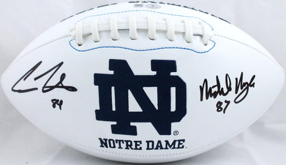 Cole Kmet Michael Mayer Autographed Notre Dame Fighting Irish Logo Football-Beckett W Hologram *Black Image 1