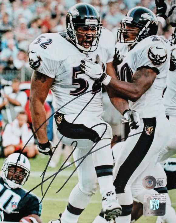 Ray Lewis Autographed Baltimore Ravens 8x10 Get Some Photo-Beckett W Hologram *Black Image 1