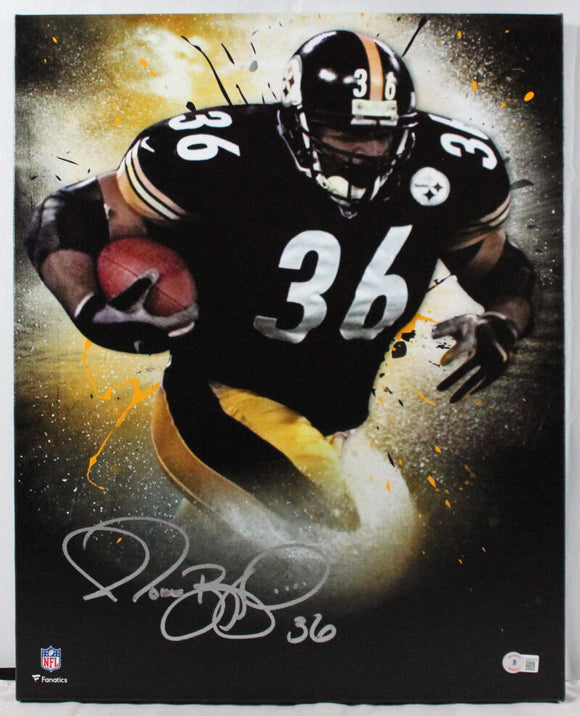 Jerome Bettis Autographed Steelers Framed 16x20 Stretched Canvas-Beckett W Hologram *Silver Image 1