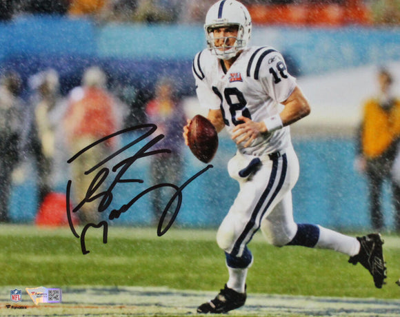 Peyton Manning Autographed Indianapolis Colts 8x10 SB Pass Photo-Fanatics *Black Image 1