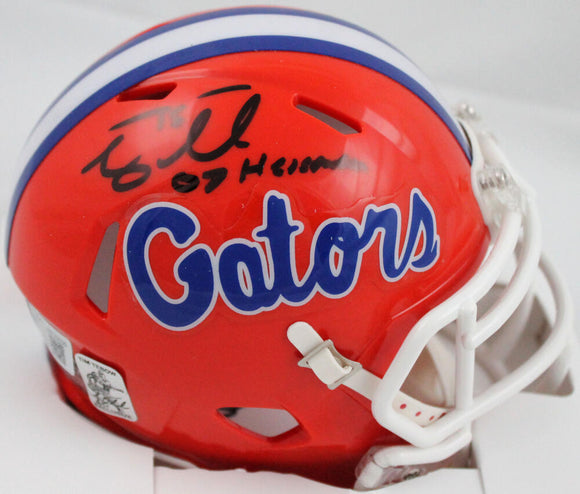 Tim Tebow Autographed Florida Gators Speed Mini Helmet w/Heisman-Beckett W Hologram *Black Image 1
