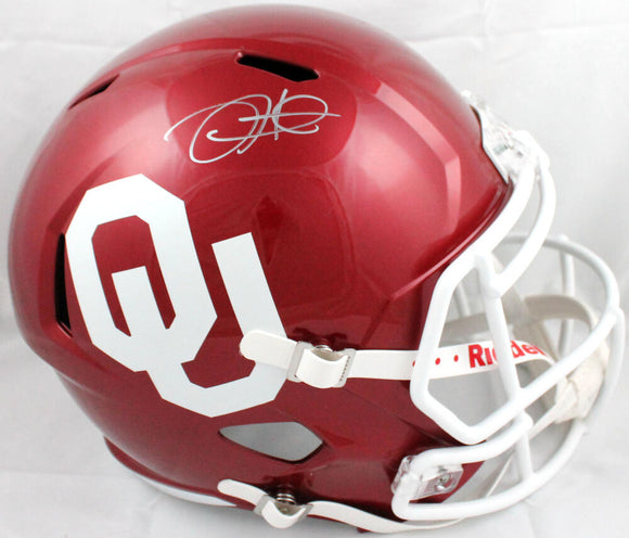 Jalen Hurts Autographed Oklahoma Sooners F/S Speed Helmet-Beckett W Hologram *Silver Image 1