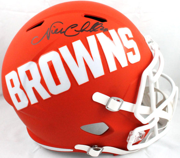 Nick Chubb Autographed Cleveland Browns F/S AMP Speed Helmet-Beckett W Hologram *Black Image 1
