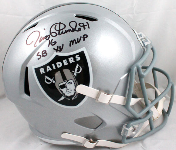  Jim Plunkett Autographed Raiders F/S Speed Helmet w/SB MVP-Beckett W Hologram *Black Image 1