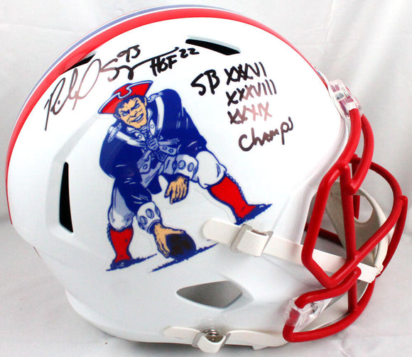 Richard Seymour Signed Patriots 90-92 F/S Speed Helmet w/HOF SB Champs-Beckett W Hologram *Black Image 1